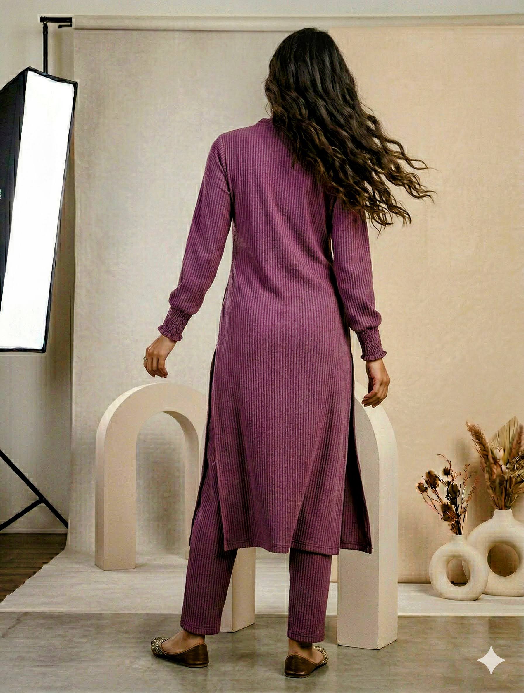 Wisteria Purple Button-Down Cord Set