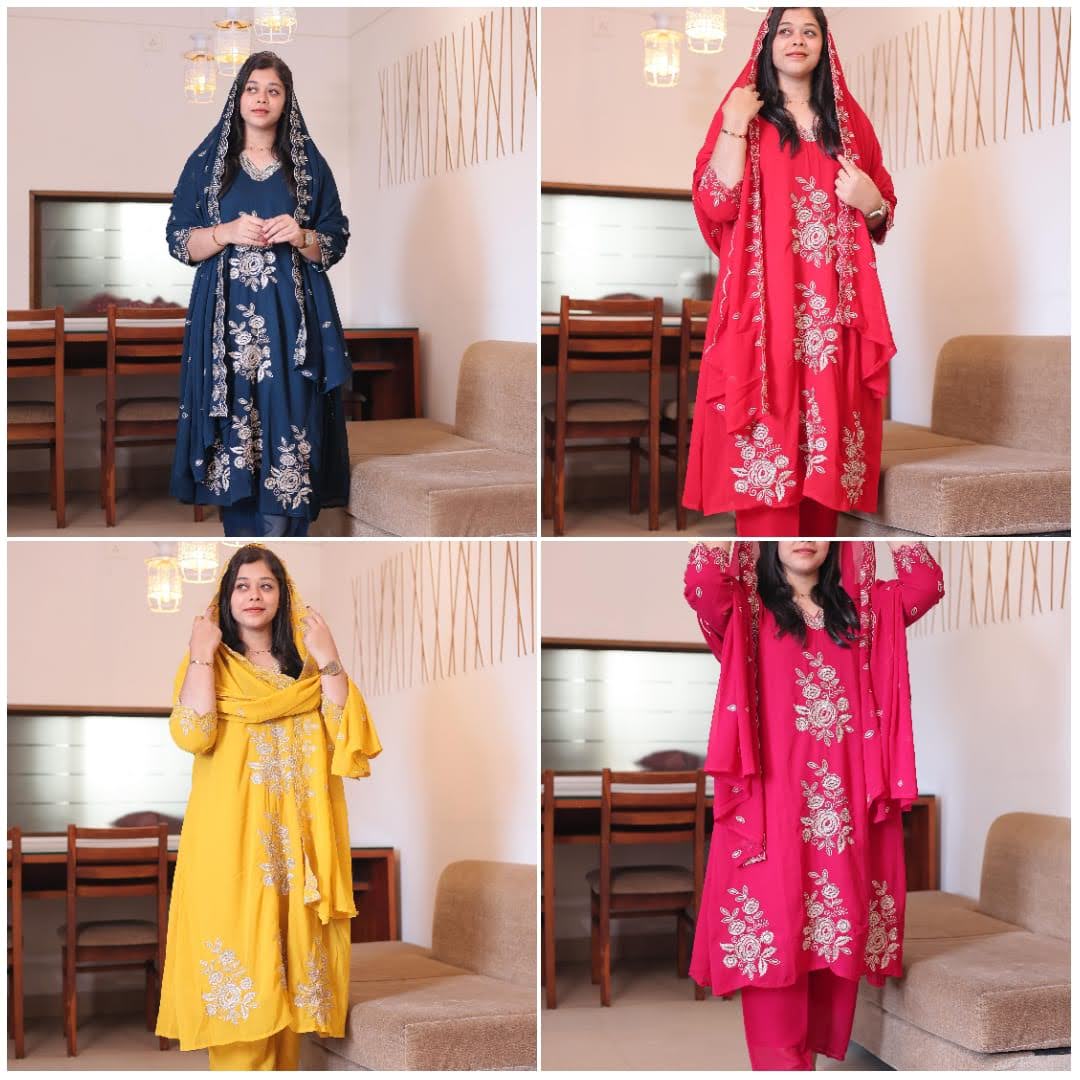 Floral Radiance Embroidered Georgette Salwar Set