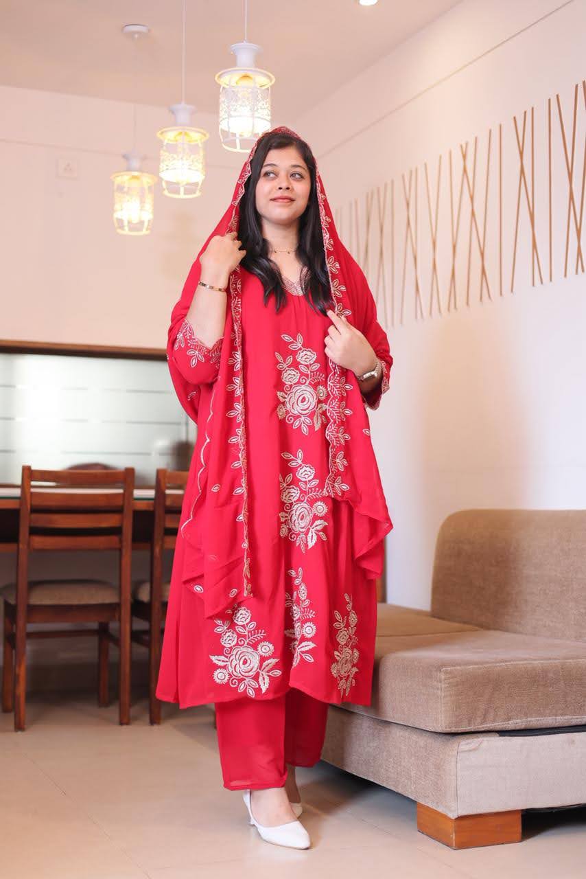 Floral Radiance Embroidered Georgette Salwar Set