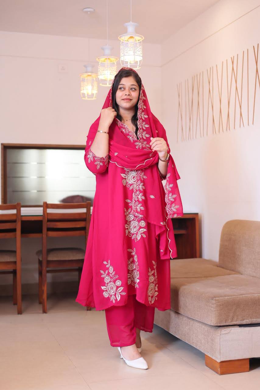 Floral Radiance Embroidered Georgette Salwar Set